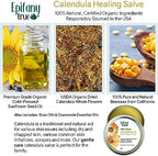 100% Natural Calendula Salve 2oz | Dry Skin Soothing Balm, Eczema Cream, Rashes, Bruises, Bug Bite Itch Relief | Organic Calendula, Organic Beeswax