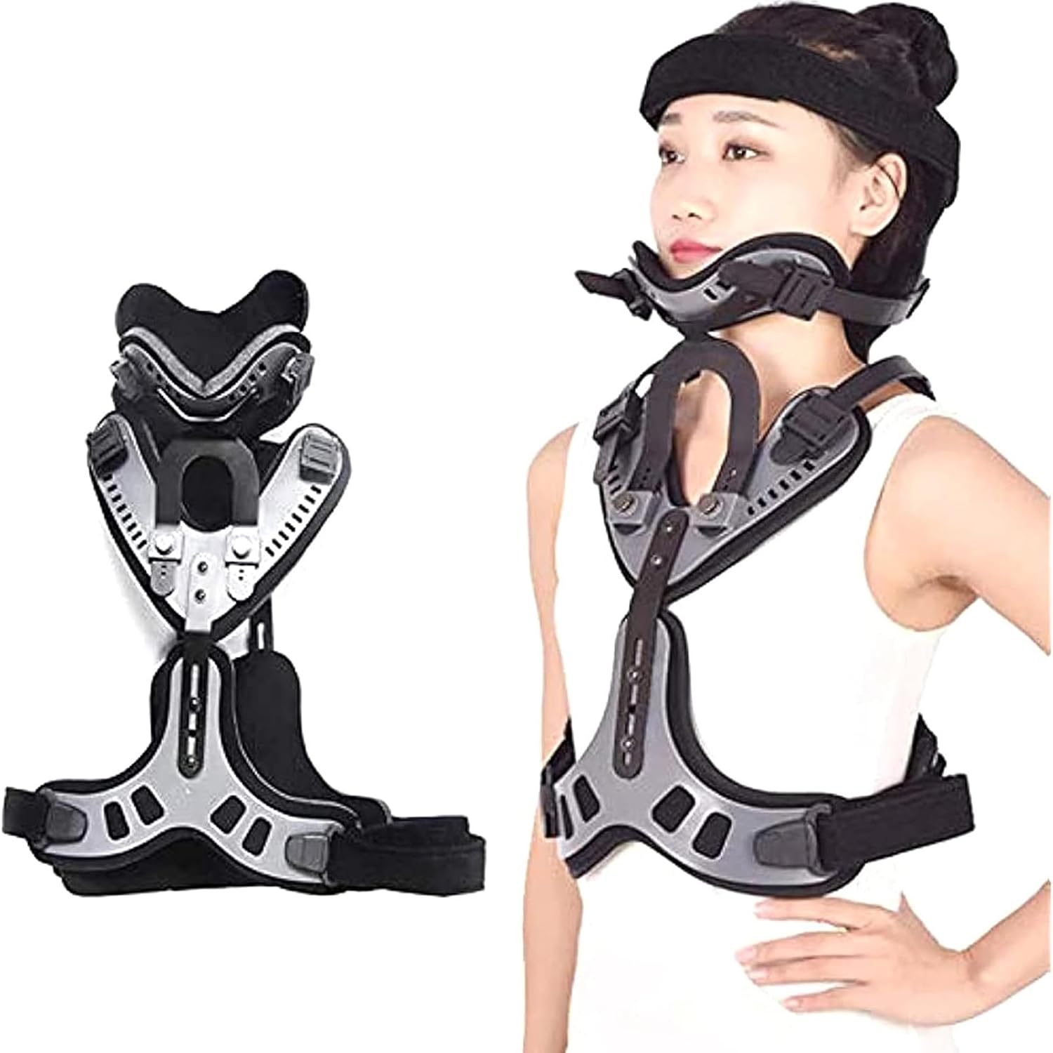 Head Neck Chest Orthosis, Orthosis Brace Back, Adjustable Neck-Thorax Orthosis U Lumbar Support for The Relief of Injuries to The Neck and Upper Back