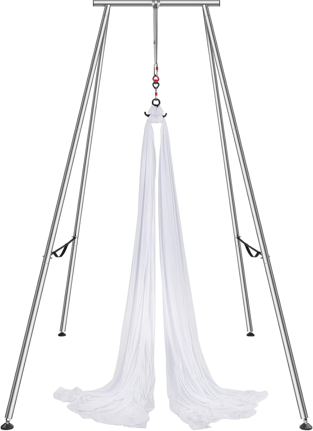 Happybuy Aerial Yoga Frame & Hammock, 9.67 ft Height Yoga Swing Stand, 6.6 Yards Hammock, 551.15 lbs Capacity, Indoor & Outdoor Use, White
