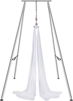 Happybuy Aerial Yoga Frame & Hammock, 9.67 ft Height Yoga Swing Stand, 6.6 Yards Hammock, 551.15 lbs Capacity, Indoor & Outdoor Use, White
