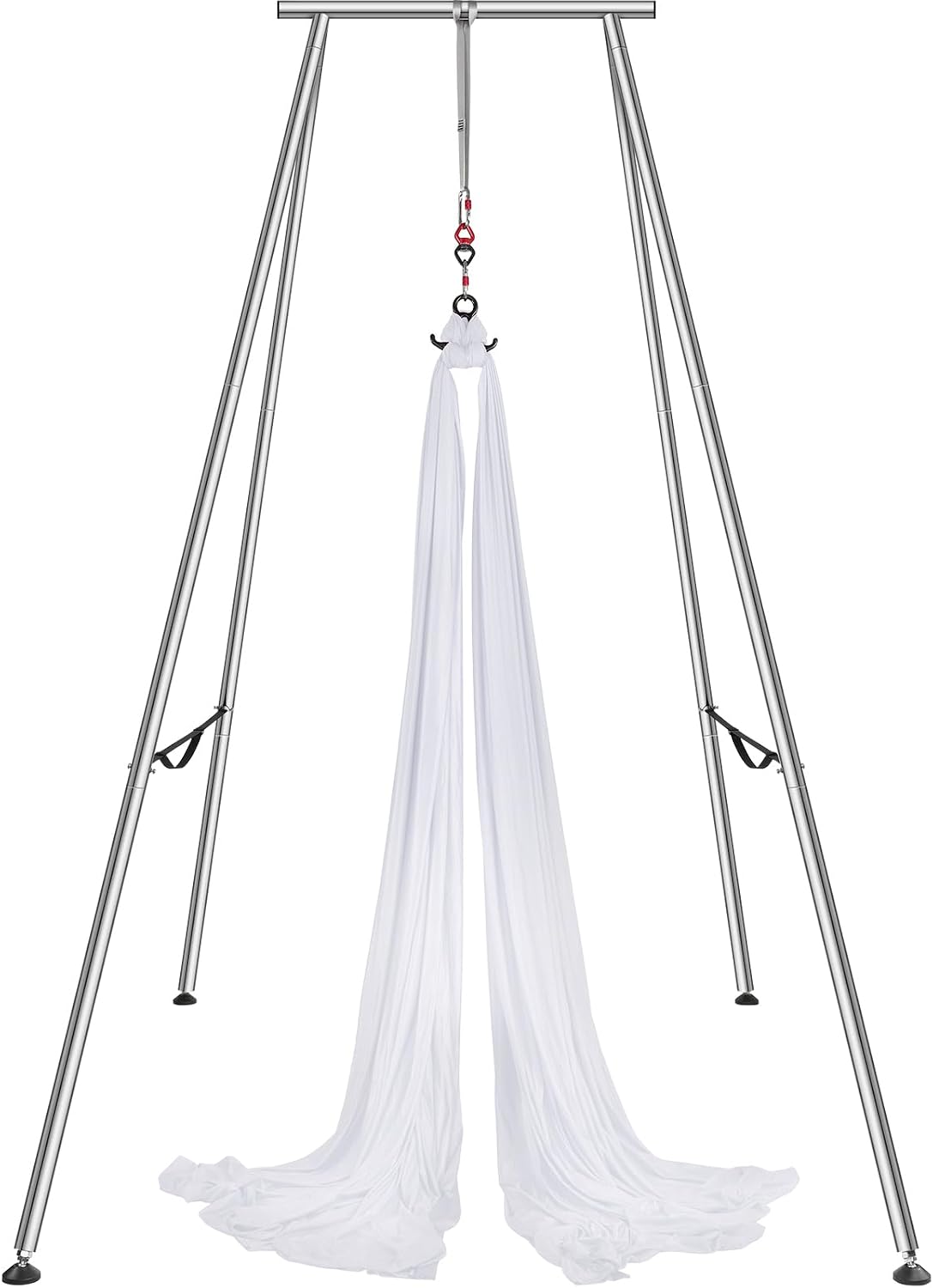 Happybuy Aerial Yoga Frame & Hammock, 9.67 ft Height Yoga Swing Stand, 6.6 Yards Hammock, 551.15 lbs Capacity, Indoor & Outdoor Use, White