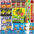 Movie Snacks Box - Movie Night Basket Gift Set - Movie-Night Snack Box for Families and Kids - Gift Basket - Popcorn Movie Night Kit - Popcorn, Candy, Snack Box Assortment (20 Count)