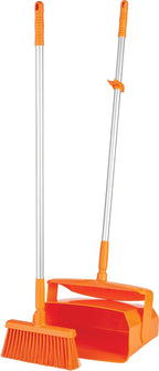 Remco - A Vikan Company 62507 Lobby Dustpan with Broom, Polypropylene/Polyester/Aluminum, 7" X 14" Bin, 37" Handle, Orange
