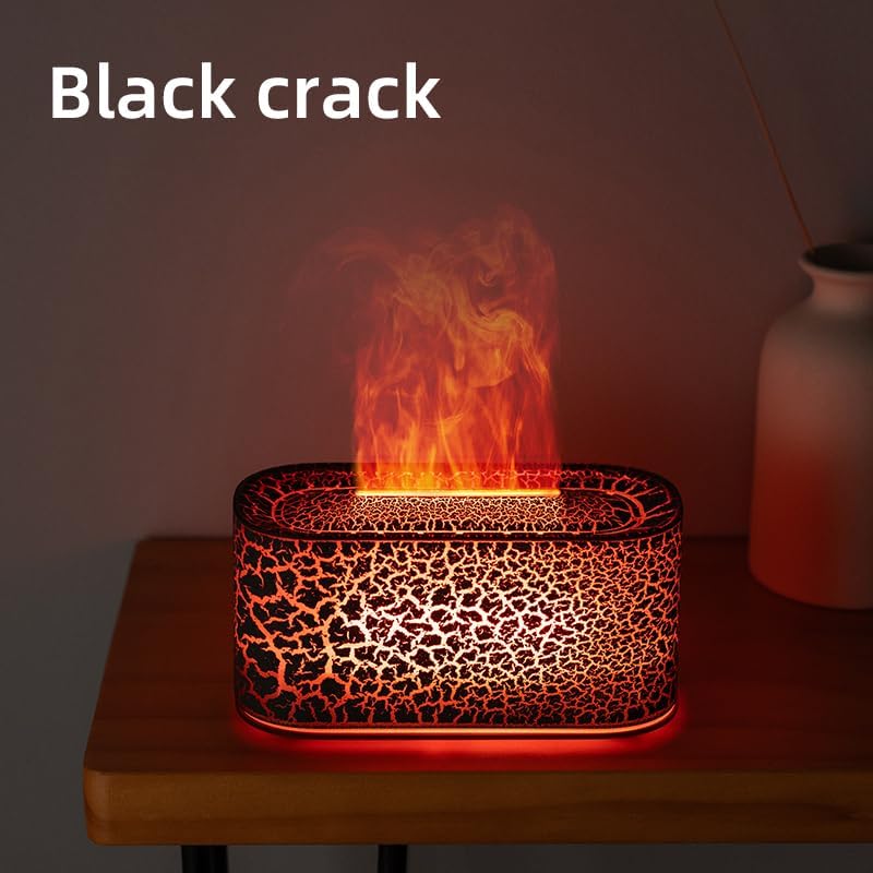 ‌Color-Changing Flame Aroma Diffuser - Essential Oil Humidifier, Noiseless Design, 220mL for Home & Work - Black