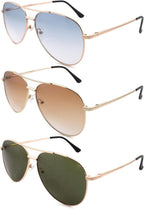 3 Pack Bifocal Reading Sunglasses for Women Men, Aviator Sun Readers Glasses Gradient Lens Shades UV400 +2.0