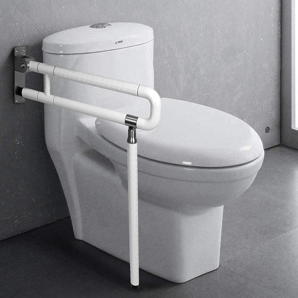 Nisorpa 29.7 INCH Foldable Toilet Grab Bar Flip Up Arm Grab Bars Handrails Grab Bars for Bathroom Toilet Anti Slip Safety Rails for Elderly Pregnant Women Disabled Handicap
