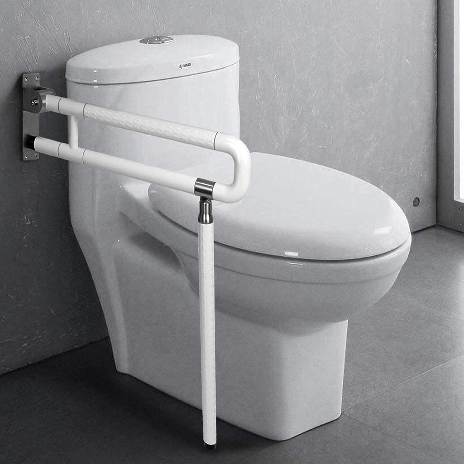 Nisorpa 29.7 INCH Foldable Toilet Grab Bar Flip Up Arm Grab Bars Handrails Grab Bars for Bathroom Toilet Anti Slip Safety Rails for Elderly Pregnant Women Disabled Handicap