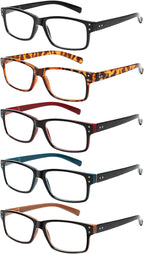 NORPERWIS Reading Glasses 5 Pairs Quality Readers Spring Hinge Glasses for Reading for Men and Women (5 Pack Mix Color -2, 3.00)