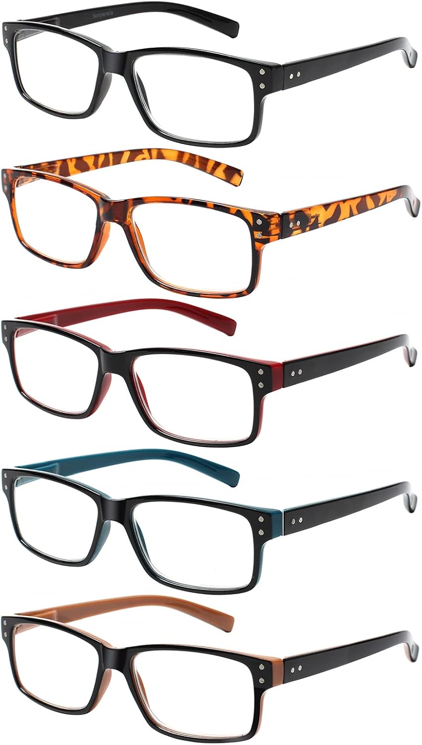 NORPERWIS Reading Glasses 5 Pairs Quality Readers Spring Hinge Glasses for Reading for Men and Women (5 Pack Mix Color -2, 2.75)