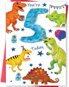 5th Birthday Card for Boy, 5 Year Old Birthday Cards Gifts for Son Nephew Grandson, 5th Bday Gifts Decorations -8x5.3 Inches, Double-Sided