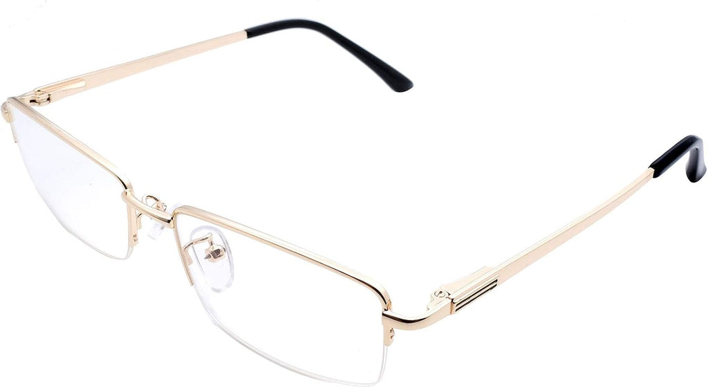 Mens Womens +3.50 Gold Color Reading Glasses Half Rim Readers Spectacles