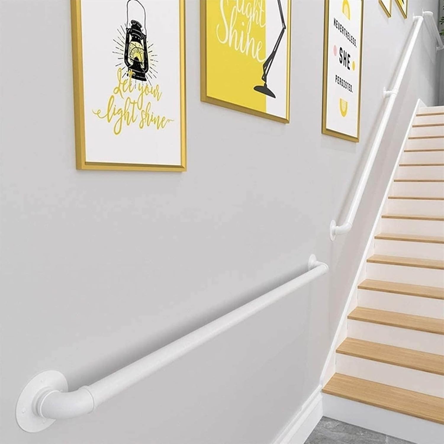 Wall Mounted Handrails Railings, White Bar Counter Foot Rail, Metal Stairs Banister Handrail, Indoors Outdoors Grab Rail, Staircase Railing - Support 200kg (Size : 3.3 FT)