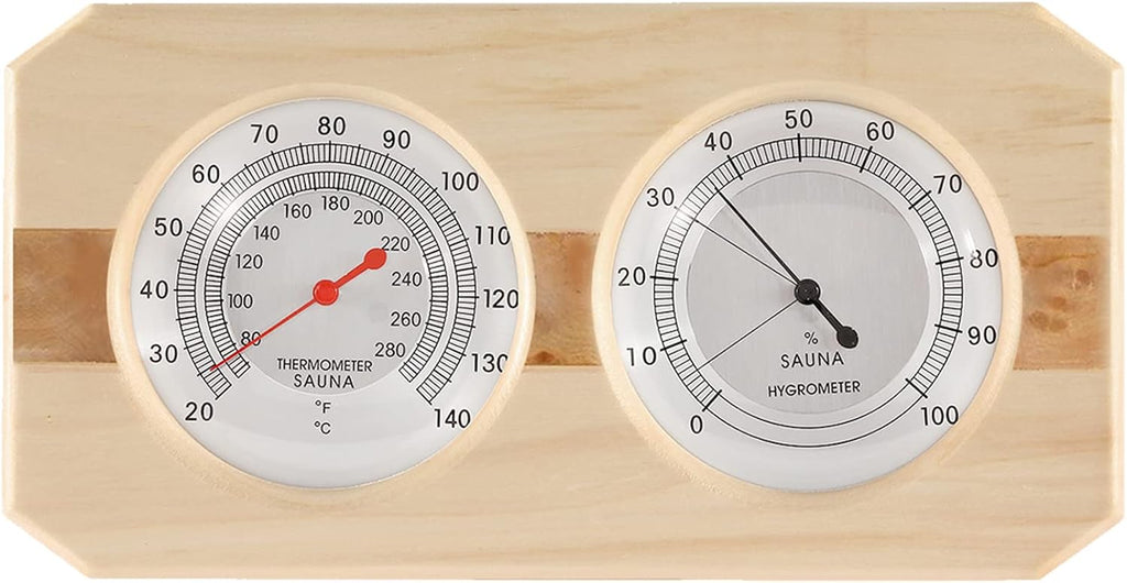 Dyna-Living Sauna Thermometer 2 in 1 Wooden Fahrenheit Thermometer Hygrometer for Sauna Indoor Hygrothermograph for Family Hotel Sauna Room