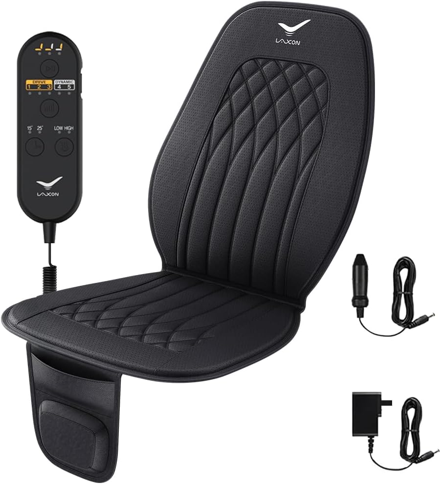 Vehicle Seat Air Massage Cover. Tailored for Long-Distance Drivers for Long commutes. 11 Air Cells Dynamic Work for Back & Hip. Relax Muscles While Driving, Slim Comfy Design (Black)