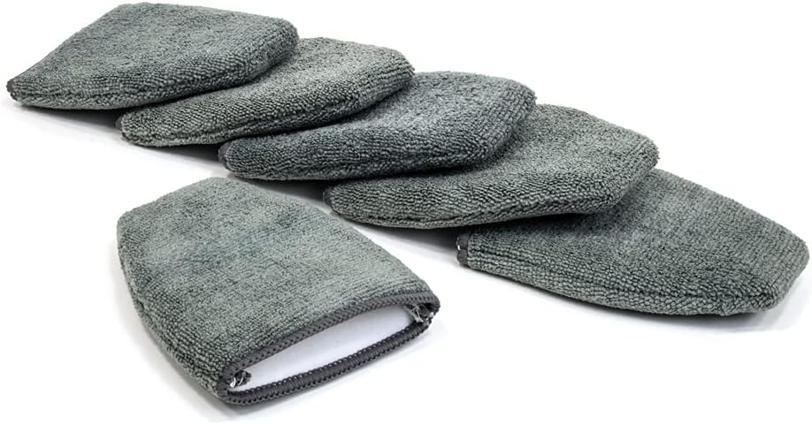 Autofiber [Finger Applicator] Microfiber Fingertip Mitt Applicator (5 in. x 4 in.) 6 Pack (Gray)