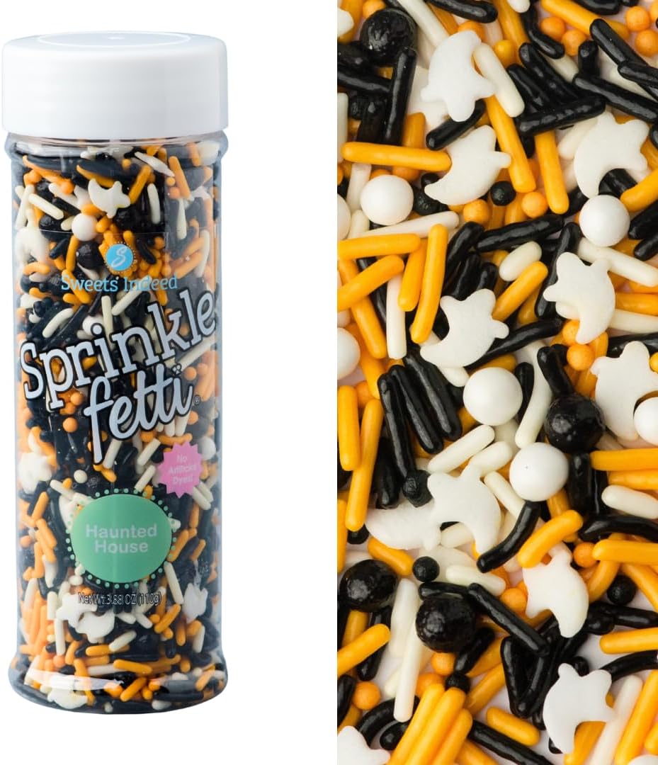 Sweets Indeed Natural Dye Free Halloween Sprinkles, Edible Sprinkle Mix, Perfect for Cake Decorations, Baking, Ice Cream, Cookies, Cupcake Topper (Natural Halloween Mix)