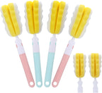 4 Pcs Bottle Brush Sponge, Cup Water Bottle Sponge Brush Cleaner, Detachable Cleaning Brushes for Cleaning with Handle for Baby Glasses Mugs(4Pcs+2 Heads)