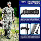 Ergobaum Dual Underarm Crutches for Adults (1 Pair-2 Units) NSN Military Certified, Triple Shock Absorption, Foldable, Adjustable 5'–6'6", Supports Up To 380 lbs | Ergonomic Padded Arm Support (Black)