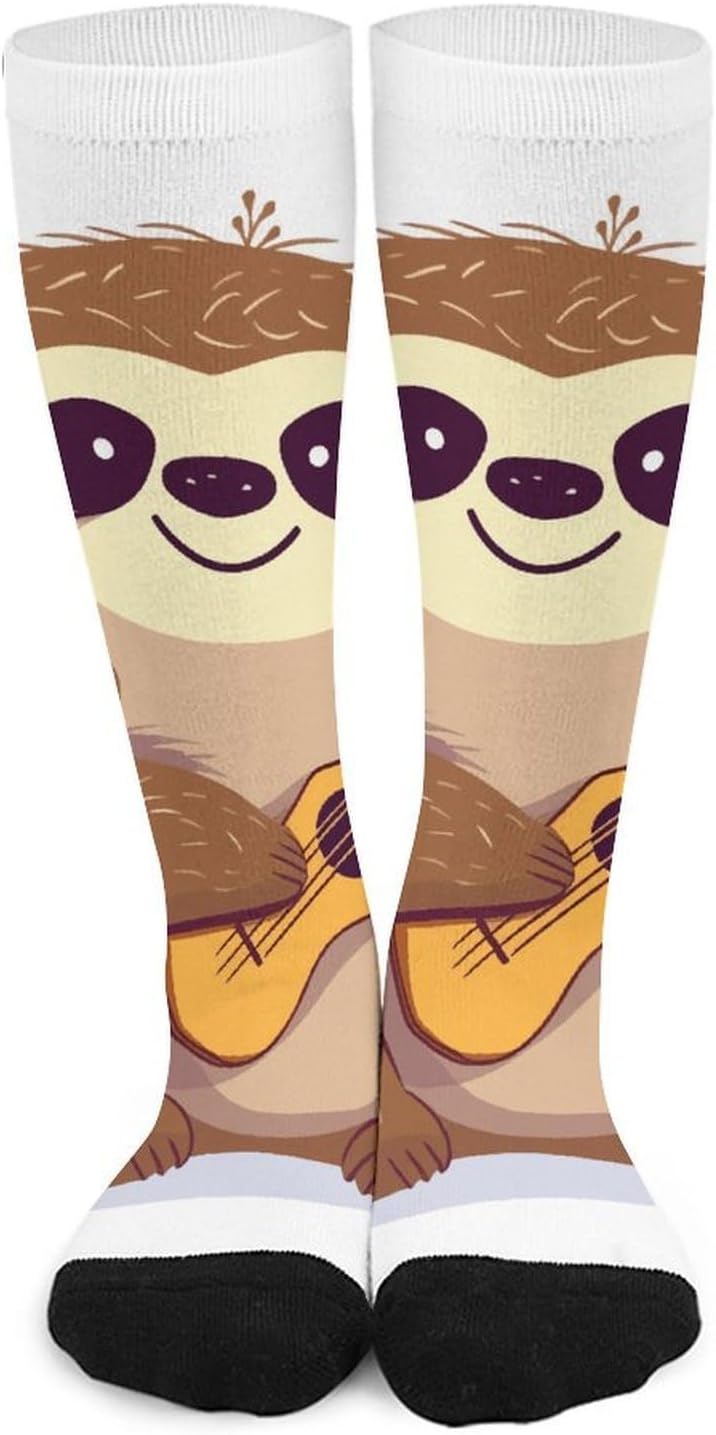 Cute Sloth Compression Socks for Women Men Comfort Over The Calf Socks Moisture Wicking Breathable Athletic Sock