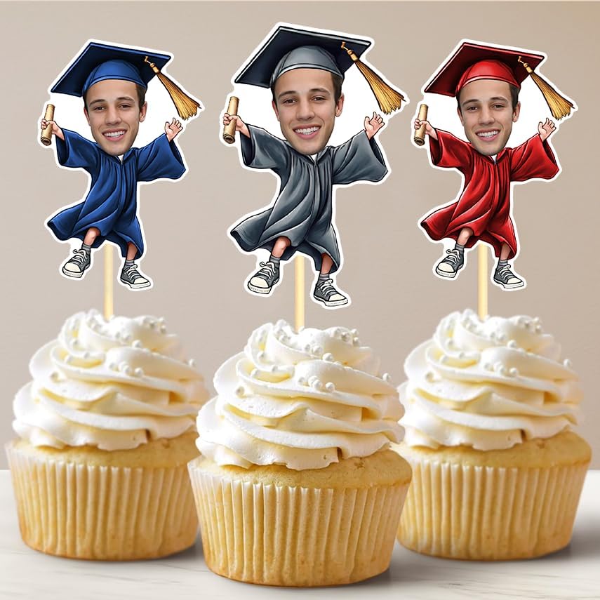 Personalized Graduation Cupcake Toppers 2026, face Cupcake Toppers, Graduation decorations