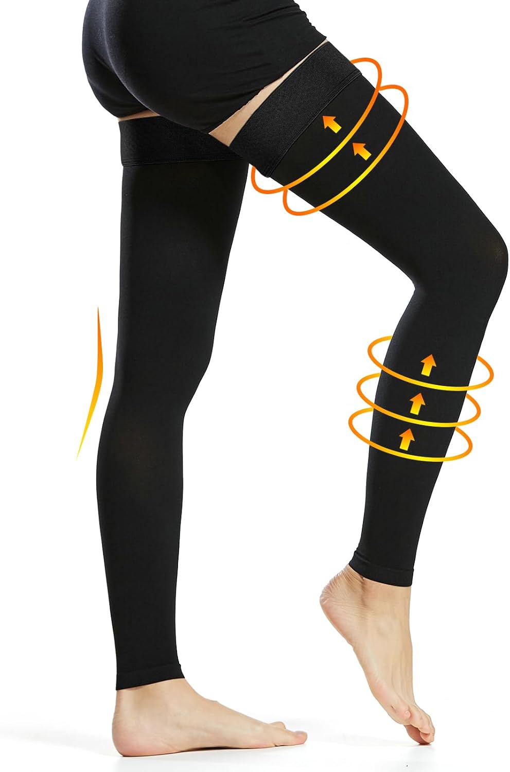 Ailaka Medical Compression Stockings for Women Men, Thigh High Footless 20-30mmHg Graduated Compression Socks with Silicone Band for Varicose Veins, Edema, Post-Surgery
