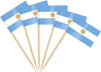 AhfuLife Argentina Flag Toothpick, 100 Pcs Argentina Cocktail Picks, Argentine Cupcake Toppers for Soccer Party Decorations National Day Decorations