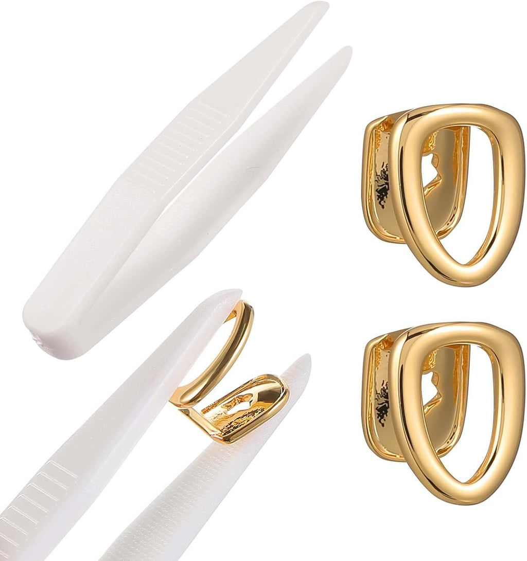 FAVOMOTO 2PCS Gold Plated Single Tooth Cap, Metal Grills Hip Hop Teeth Plain Caps Grills Party Costume Accessories for Teeth Mouth Men Women