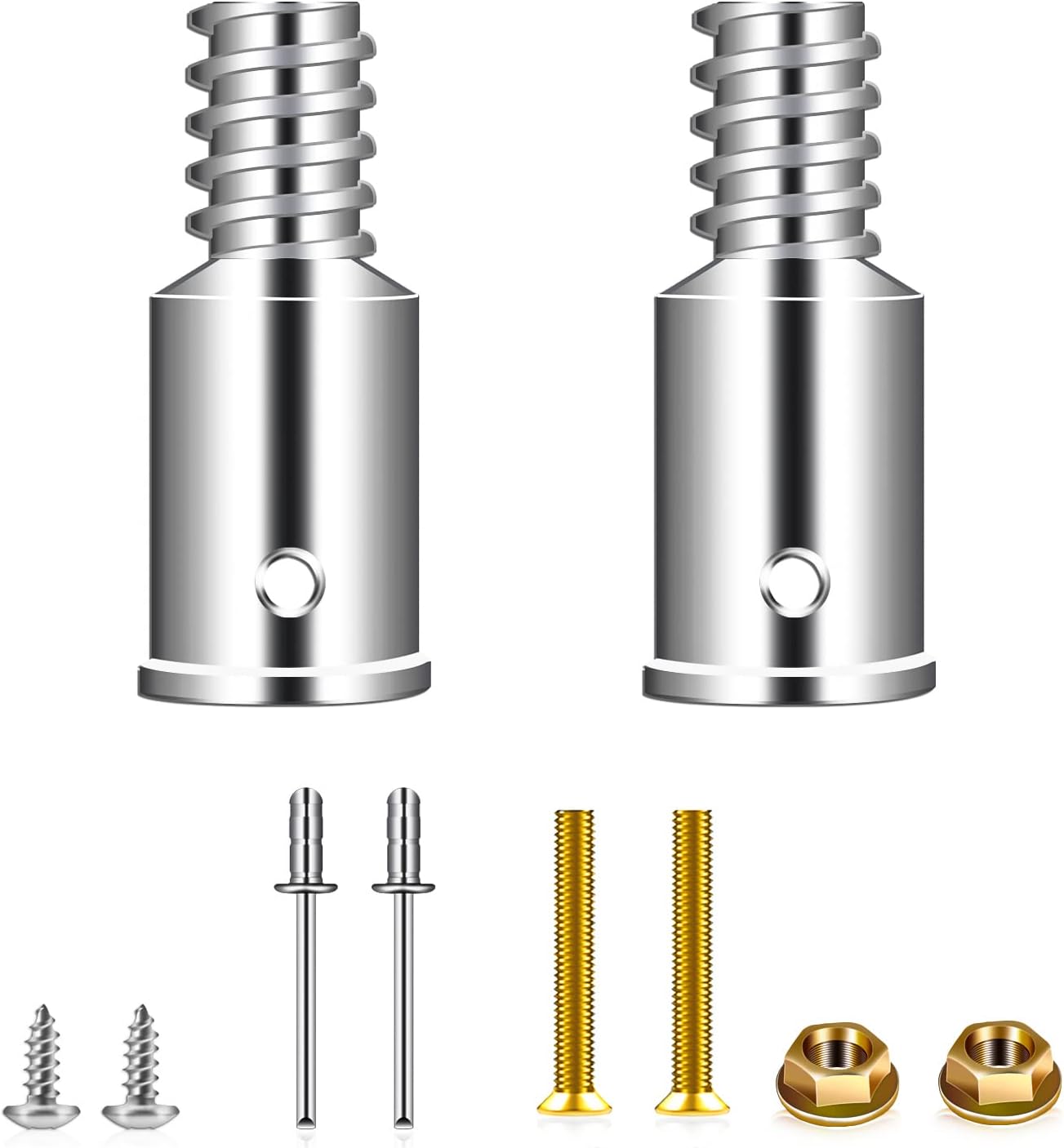 Thread Tip Replacement,Ultra Threaded Tip Repair Kit 0.8 Inch Extension Pole Adapter Tips Metal Threaded Handle Tips for Mop Broom Brush (0.8 Inch-2PCS)