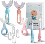 Baby Toddler Infant Toothbrush 6 to 12 Months and Up Age 1 2 3 1-2 2-4 Year Old, 10 in 1 Toothbrushes Gift Set with Soft Finger U-shaped Brush Brushing Bristles for Newborns Kids Children Child