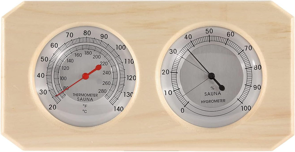 Dyna-Living 2 in 1 Sauna Wooden Sauna Hygrothermograph Indoor Fahrenheit Thermometer and Hygrometer for Hotel or Sauna Room