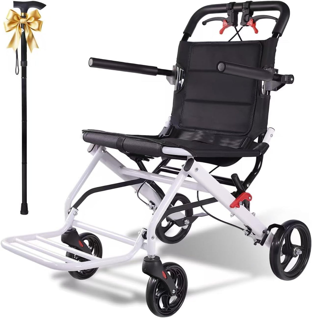 Lightweight Foldable Transport Wheelchair for Adults, 18.1” Wide Seat (Upgraded from 15.7”), Easy Folding, Travel-Friendly Design, Daily Assistance & Caregiver Convenience, Folding Chair