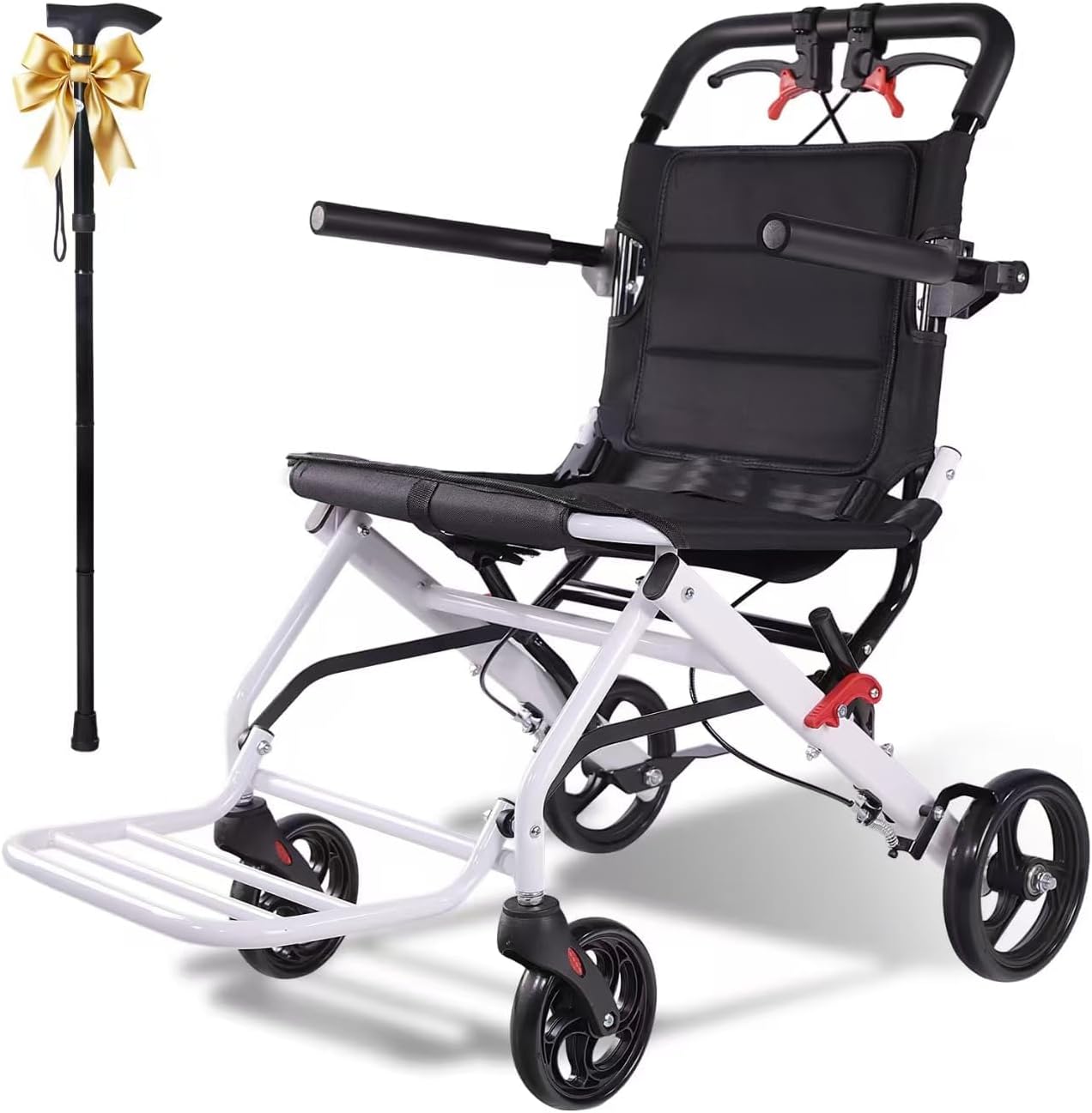 Lightweight Foldable Transport Wheelchair for Adults, 18.1” Wide Seat (Upgraded from 15.7”), Easy Folding, Travel-Friendly Design, Daily Assistance & Caregiver Convenience, Folding Chair