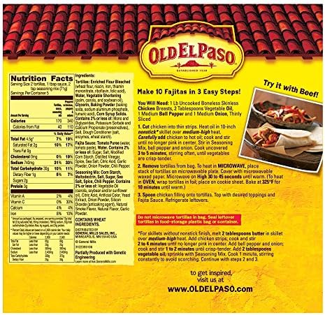 Old El Paso Fajita Dinner Kit with Flour Tortillas, Mild Fajita Sauce, and Seasoning Mix, Easy Meal Prep, 10 Ct, 12.5 oz