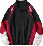 SOLY HUX Men's Varsity Jacket Zipper Color Block Windbreaker Jackets Long Sleeve Coats Streetwear