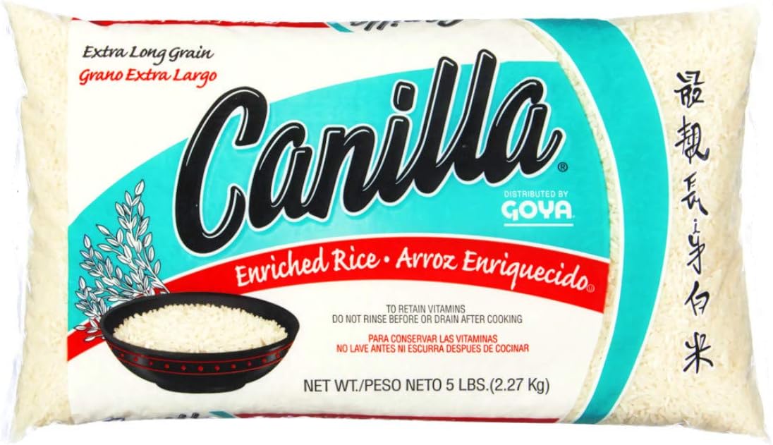 Goya Canilla Enriched Extra Long Grain Rice, 5.0 LB, Arroz Enriquecido de Grano Extra Largo, 2.27Kg