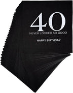 Black and Silver Happy 40th Birthday Disposabel Napkins,40th Birthday Party Decoration Dessert Beverage Cocktail Cake Napkins 40pcs