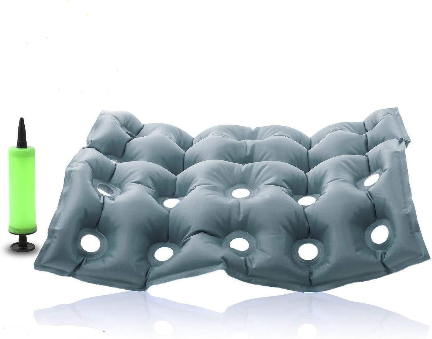 Premium Air Inflatable Seat Cushion - Comfortable Chair Cushion for Wheel Chair - Ideal for Prolonged Sitting - Ideal Seat Cushion for Daily Use (Gray)