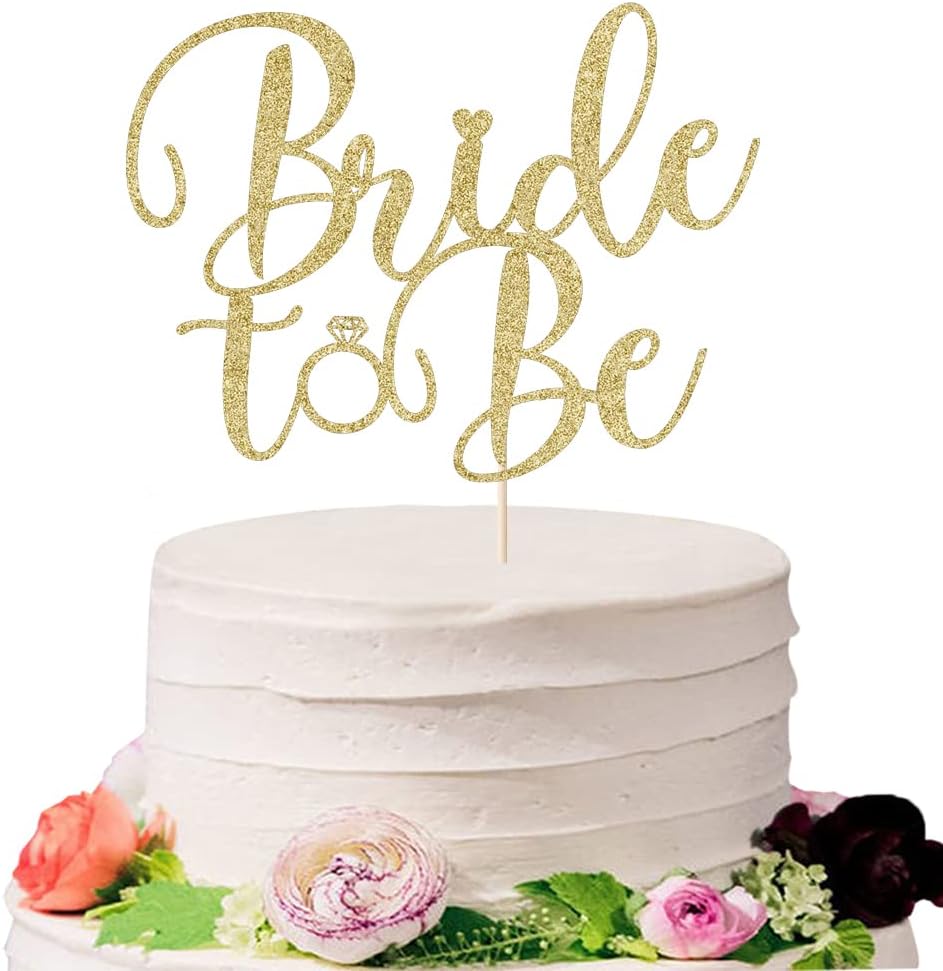 Glitter Bride to Be Cake Topper - Bridal Shower Cake Topper,for Wedding Shower;Engagement;Bachelorette;Hen Party Decorations (golden)