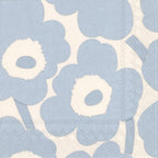 IHR Ideal Home Range Party Napkins Disposable 3-Ply Paper Lunch Napkin Pack, 6.5" x 6.5", Unikko Cream Light Blue, 20-Count