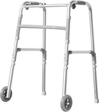 Folding Walkers for Seniors, Lightweight Rolling Walker with 8 Height Adjustments, 350 lbs Capacity, Hand Grips, Aluminum Front Wheel Walker with 2 Skis and 5" Wheels for Elderly Adults and Handicap