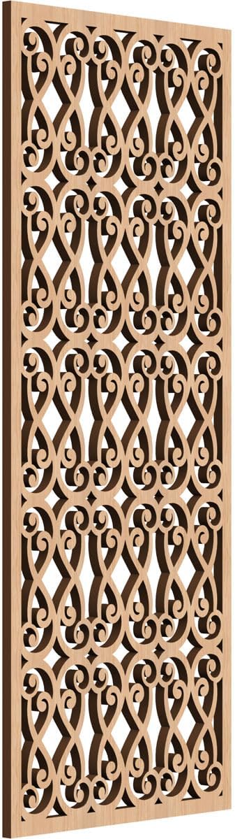 9 3/8"W x 24 3/8"H x 1/4"T Lakefield Decorative Fretwork Wood Wall Panels, Hickory