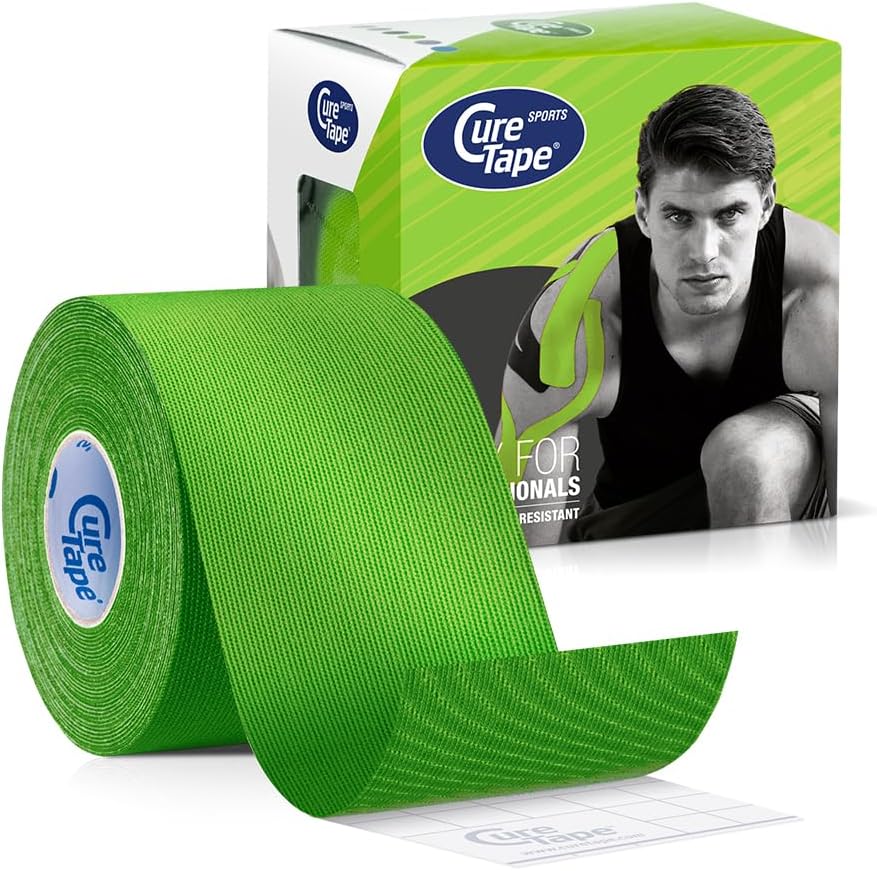CureTape Sports | Kinesiology Tape for Muscle & Joint Pain | Elastic Therapeutic Tape | Waterproof Athletic Tape | Medical K Tape | 30% Stronger Adhesion | Lime | 2inx16ft | (Pack of 1)