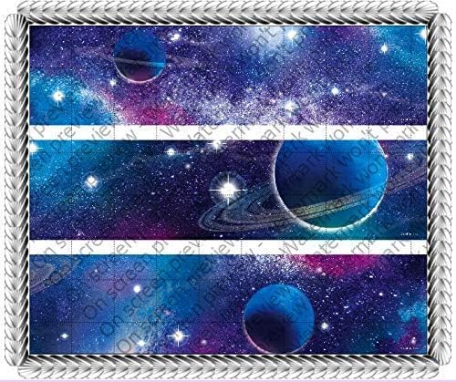 Outer Space Galaxy Solar System cake side Strips Edible Icing Image 3 strips per sheet