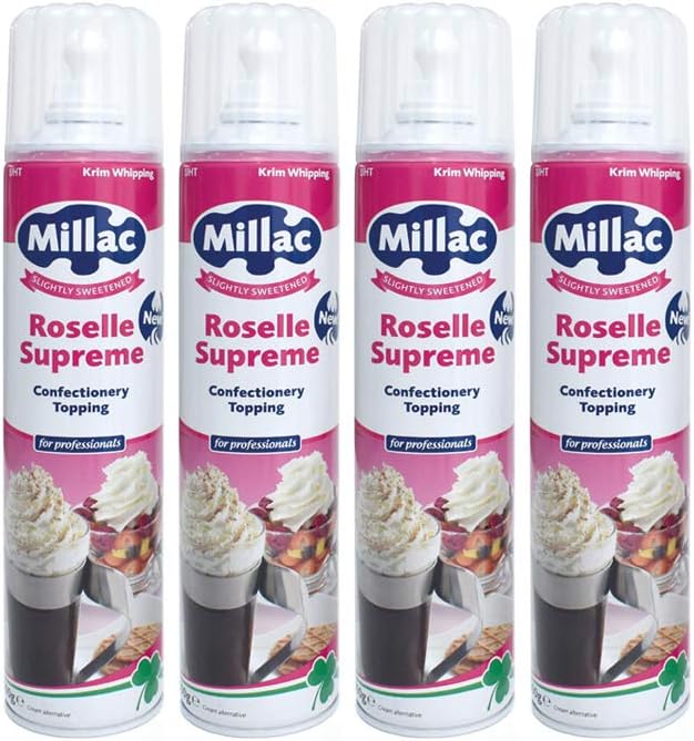 Millac Roselle Supreme Slightly Sweetened Cream Confectionery Topping 500g (4 Pack)