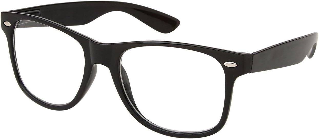 MODA Retro Nerd Geek Oversized Black Framed Spring Temple Clear Lens Eye Glasses
