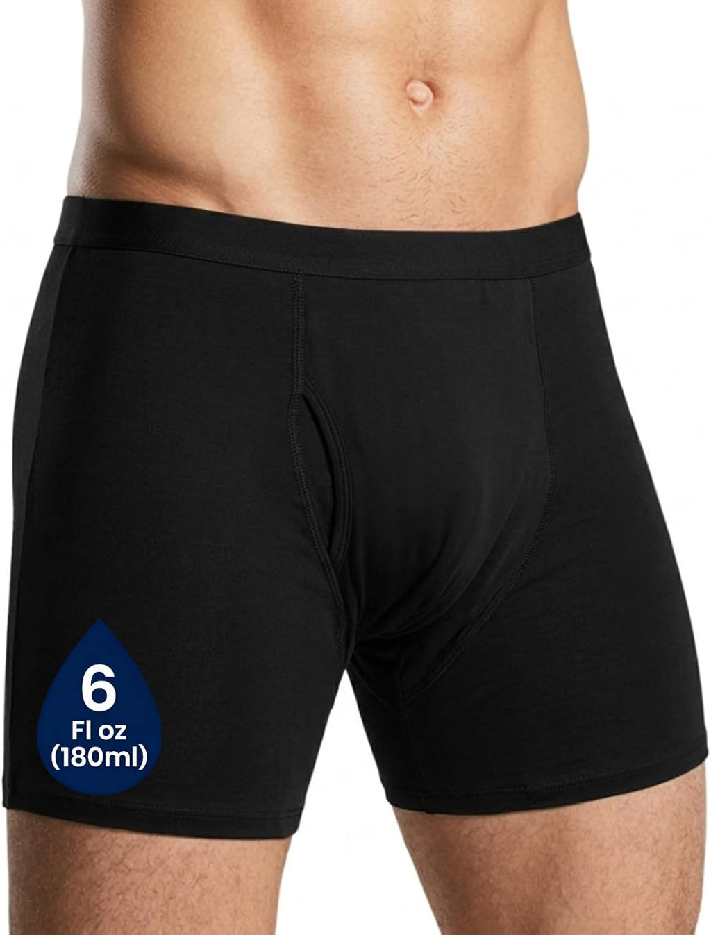 Reusable Incontinence Underwear for Men, Washable Leakproof Boxer Briefs with Side Leak Guards, 6 fl oz Max Sustained High Waist (Black, XXX-Large)