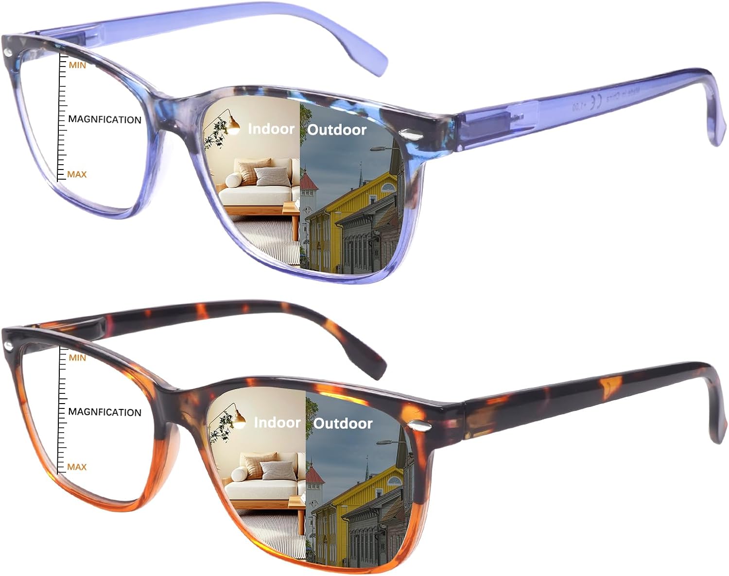 Progressive Multifocal Reading Glasses for Women Photochromic Gray Sunglasses Blue Light Blocking Computer Readers