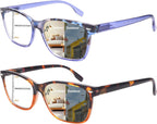 Progressive Multifocal Reading Glasses for Women Photochromic Gray Sunglasses Blue Light Blocking Computer Readers
