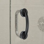 Zerodeko Shower Grab Bar Suction Balance Assist Bathroom Shower Handle Anti Slip Safety Hand Rail Support Handicap Elderly Injury Senior Assist Bath Handle Glass Door Window Black