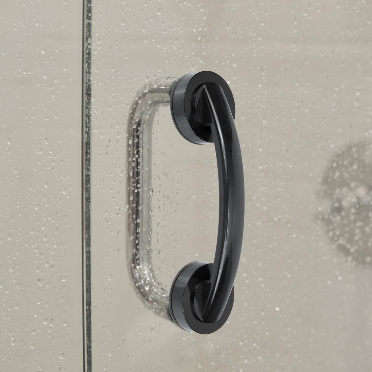 Zerodeko Shower Grab Bar Suction Balance Assist Bathroom Shower Handle Anti Slip Safety Hand Rail Support Handicap Elderly Injury Senior Assist Bath Handle Glass Door Window Black